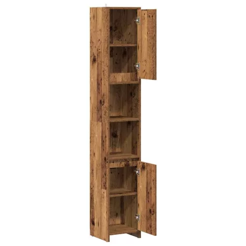 Antik fa színű szerelt fa fürdőszobaszekrény 30 x 30 x 183,5 cm