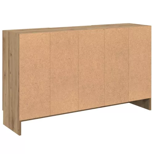 Kézműves tölgy színű szerelt fa tálalószekrény 120x30,5x70 cm