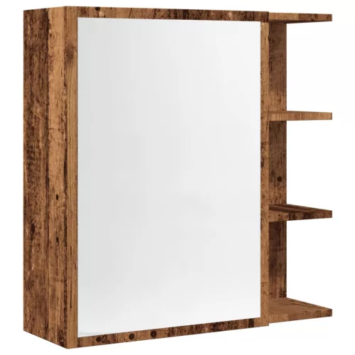 Antik fa színű szerelt fa tükrös szekrény 62,5 x 20,5 x 64 cm