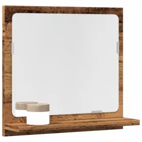   Antik fa színű szerelt fa tükrös fürdőszobaszekrény 40x11x37 cm