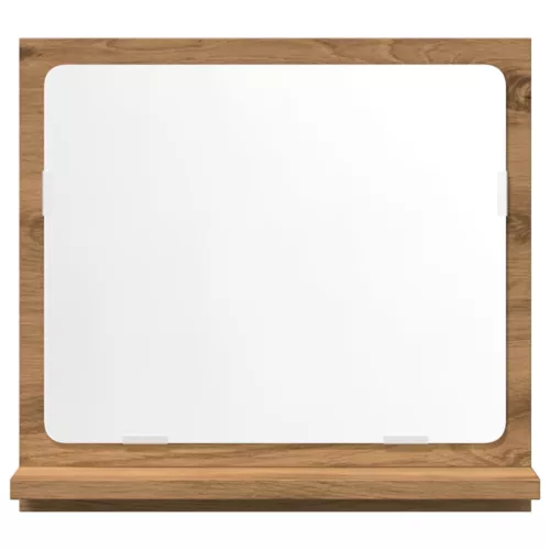 Kézműves tölgy szerelt fa tükrös fürdőszobaszekrény 40x11x37 cm