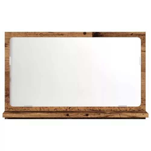 Antik fa színű szerelt fa tükrös fürdőszobaszekrény 60x11x37 cm