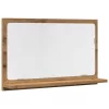 Kézműves tölgy szerelt fa tükrös fürdőszobaszekrény 60x11x37 cm