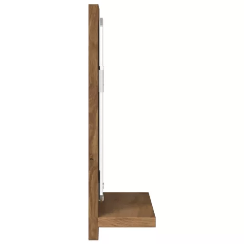 Kézműves tölgy szerelt fa tükrös fürdőszobaszekrény 60x11x37 cm