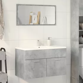Betonszürke szerelt fa mosdószekrény 80 x 38,5 x 46 cm