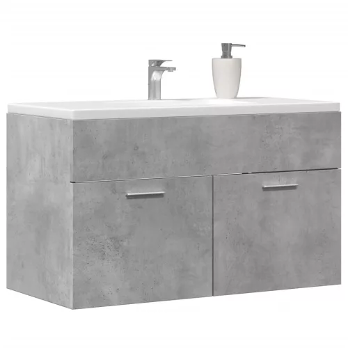 Betonszürke szerelt fa mosdószekrény 80 x 38,5 x 46 cm