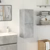 Betonszürke szerelt fa függő fürdőszobaszekrény 30 x 30 x 80 cm