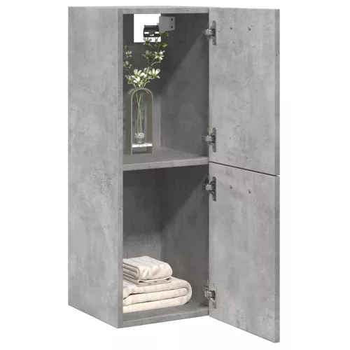 Betonszürke szerelt fa függő fürdőszobaszekrény 30 x 30 x 80 cm