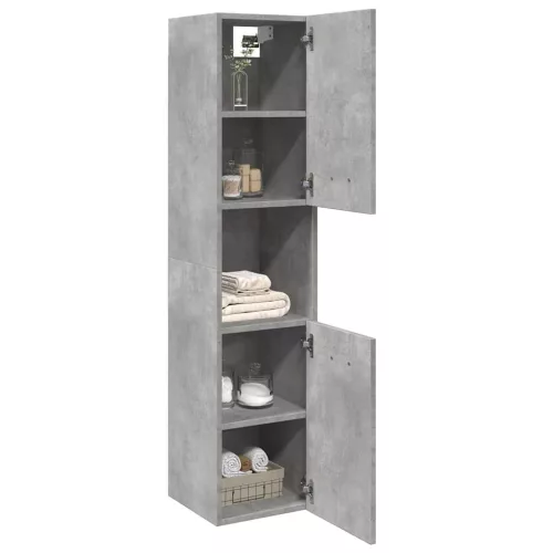 Betonszürke szerelt fa függő fürdőszobaszekrény 30x30x130 cm