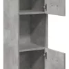 Betonszürke szerelt fa függő fürdőszobaszekrény 30x30x130 cm