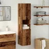 Antik fa színű szerelt fa függő fürdőszobaszekrény 30x30x130 cm