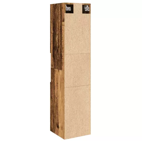 Antik fa színű szerelt fa függő fürdőszobaszekrény 30x30x130 cm