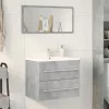 Betonszürke szerelt fa mosdószekrény 60 x 38,5 x 48 cm