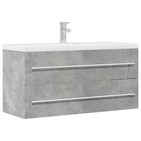Betonszürke szerelt fa mosdószekrény 100 x 38,5 x 48 cm