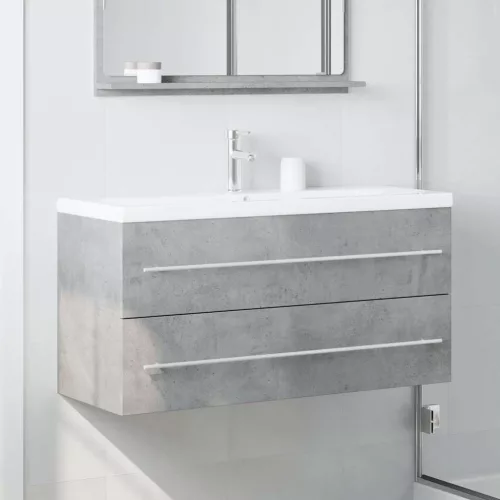 Betonszürke szerelt fa mosdószekrény 100 x 38,5 x 48 cm