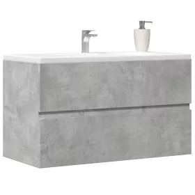   Betonszürke szerelt fa függő fürdőszobaszekrény 80x38,5x45 cm