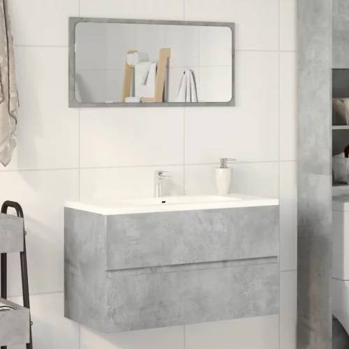 Betonszürke szerelt fa függő fürdőszobaszekrény 80x38,5x45 cm