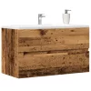 Antik fa színű szerelt fa függő fürdőszobaszekrény 80x38,5x45cm