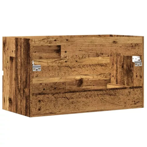Antik fa színű szerelt fa függő fürdőszobaszekrény 80x38,5x45cm