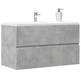 Betonszürke szerelt fa mosdószekrény 90 x 38,5 x 45 cm