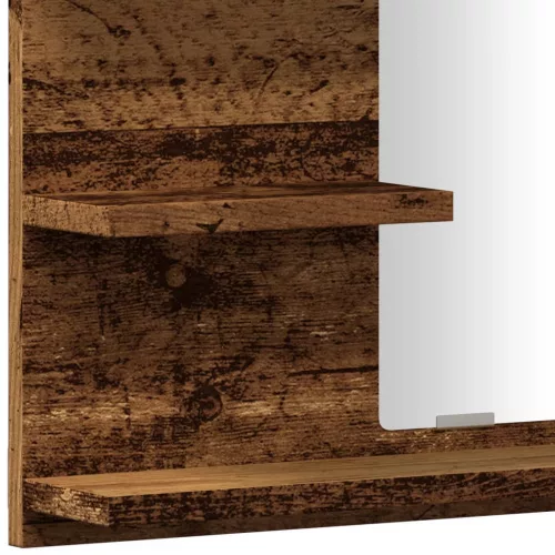 Antik fa színű tükrös fürdőszobaszekrény 60 x 10,5 x 45 cm