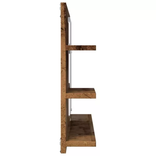 Antik fa színű szerelt fa tükrös fürdőszobaszekrény 90x11x45 cm