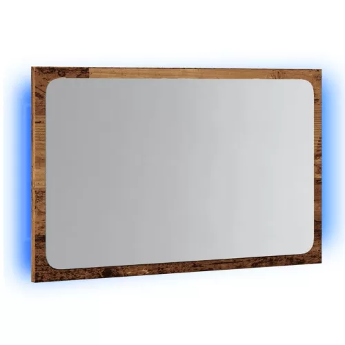 Antik fa színű fürdőszobatükör LED-világítással 60x8,5x38 cm