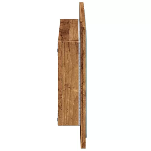 Antik fa színű fürdőszobatükör LED-világítással 60x8,5x38 cm