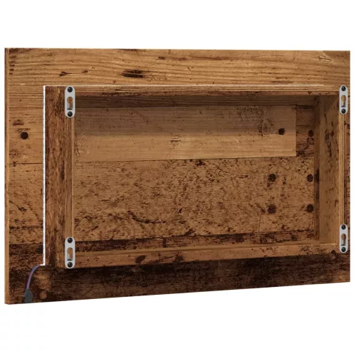 Antik fa színű fürdőszobatükör LED-világítással 60x8,5x38 cm