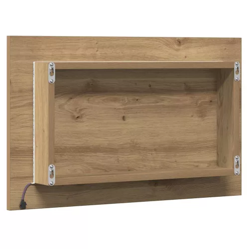 Kézműves tölgy színű LED-es fürdőszobatükör 60 x 8,5 x 38 cm