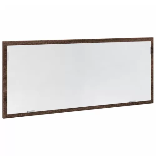 Barna tölgy szerelt fa LED-es fürdőszobatükör 100x8,5x37 cm