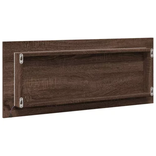 Barna tölgy szerelt fa LED-es fürdőszobatükör 100x8,5x37 cm