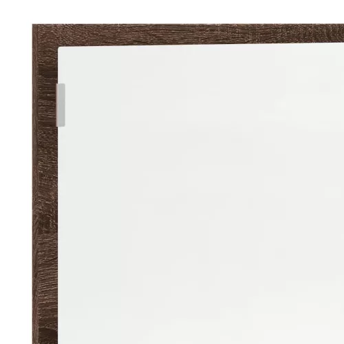 Barna tölgy szerelt fa LED-es fürdőszobatükör 100x8,5x37 cm