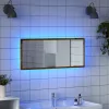Antik fa színű szerelt fa LED-es fürdőszobatükör 100x8,5x37 cm