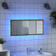 Antik fa színű szerelt fa LED-es fürdőszobatükör 100x8,5x37 cm