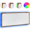 Antik fa színű szerelt fa LED-es fürdőszobatükör 100x8,5x37 cm