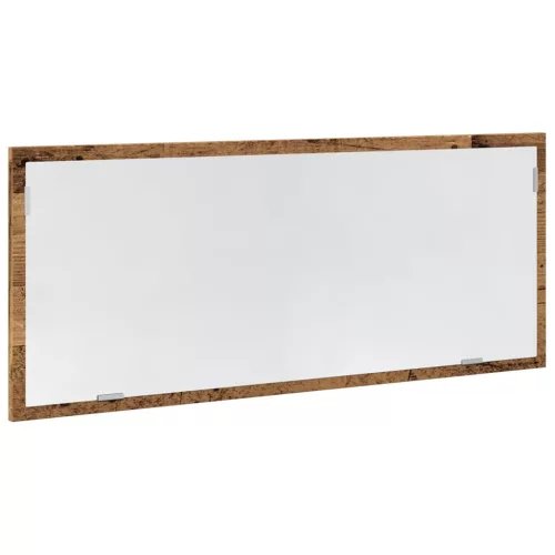 Antik fa színű szerelt fa LED-es fürdőszobatükör 100x8,5x37 cm