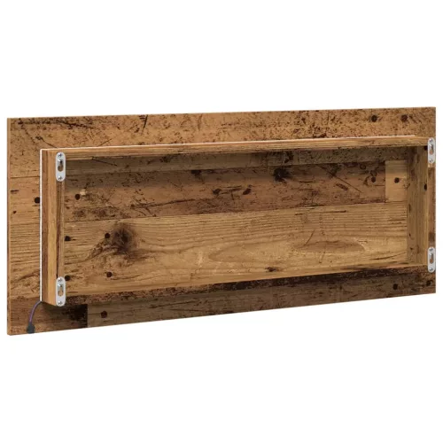 Antik fa színű szerelt fa LED-es fürdőszobatükör 100x8,5x37 cm