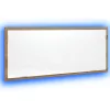 Kézműves tölgy szerelt fa LED-es fürdőszobatükör 100x8,5x37 cm