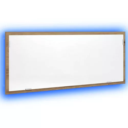Kézműves tölgy szerelt fa LED-es fürdőszobatükör 100x8,5x37 cm