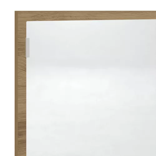 Kézműves tölgy szerelt fa LED-es fürdőszobatükör 100x8,5x37 cm