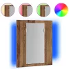 Antik fa színű szerelt fa tükrös szekrény LED-del 40x12x45 cm