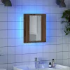 Antik fa színű szerelt fa tükrös szekrény LED-del 40x12x45 cm