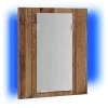 Antik fa színű szerelt fa tükrös szekrény LED-del 40x12x45 cm