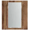 Antik fa színű szerelt fa tükrös szekrény LED-del 40x12x45 cm