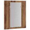 Antik fa színű szerelt fa tükrös szekrény LED-del 40x12x45 cm