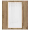 Kézműves tölgy szerelt fa tükrös szekrény LED-del 40x12x45 cm