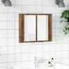 Antik fa színű szerelt fa tükörszekrény LED-del 60x12x45cm