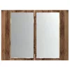 Antik fa színű szerelt fa tükörszekrény LED-del 60x12x45cm