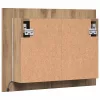 Kézműves tölgyszínű szerelt fa tükörszekrény LED-del 60x12x45cm